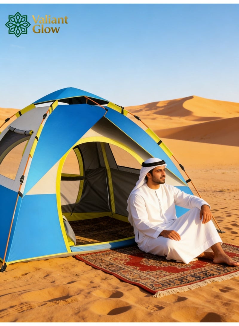 Valiant Glow Emergency Quick Shelter|4-5 Person Outdoor Camping Tent | beach tent house | tent for camping |UV-resistant tent | 210D Waterproof Oxford Cloth with Door and Top Cover | Quick-opening tent | Comes with Storage Bag | Waterproof, Windproof, and Sandproof Pop-Up Tent, Suitable for Camping, Hiking, and Mountaineering. - Image 5