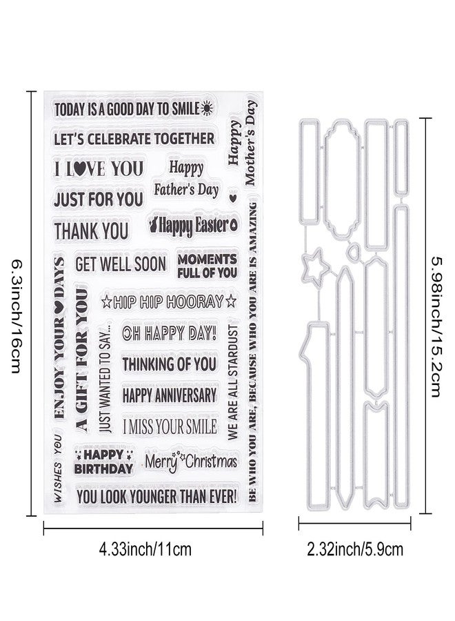 ORIGACH Sentiments Words Clear Stamps and Die Sets for DIY Scrapbooking Album Decorative Card Making - Image 2