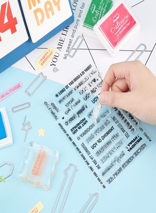 ORIGACH Sentiments Words Clear Stamps and Die Sets for DIY Scrapbooking Album Decorative Card Making - Image 3