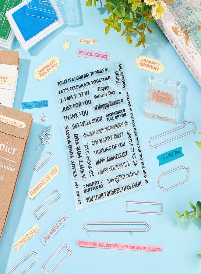 ORIGACH Sentiments Words Clear Stamps and Die Sets for DIY Scrapbooking Album Decorative Card Making - Image 4