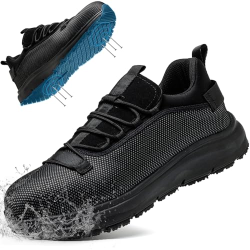 Ulogu Non Slip Steel Toe Work Shoes for Men Women Waterproof Lightweight Safety Roofing Construction Zapatos antideslizantes de Trabajo para Mujer seguridad Acero Black - Image 1
