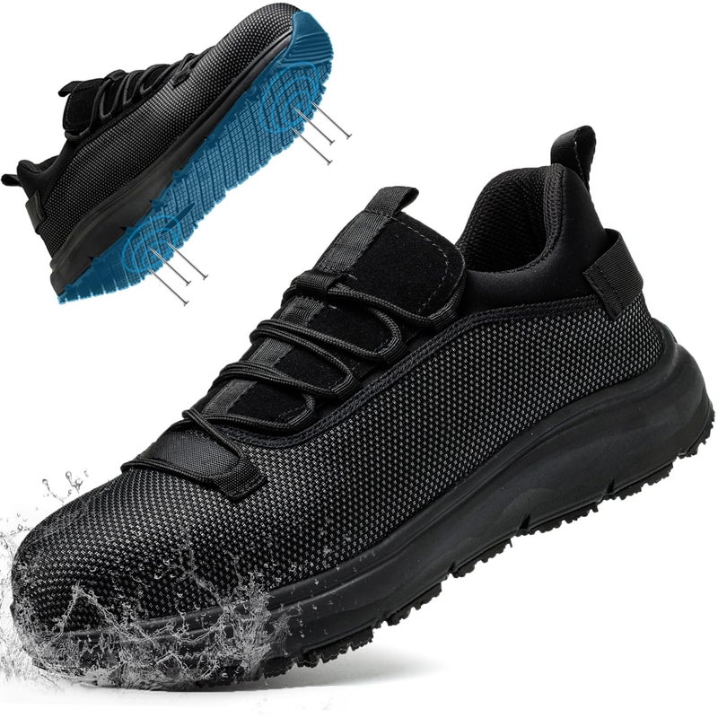 Ulogu Non Slip Steel Toe Work Shoes for Men Women Waterproof Lightweight Safety Roofing Construction Zapatos antideslizantes de Trabajo para Mujer seguridad Acero Black - Image 2