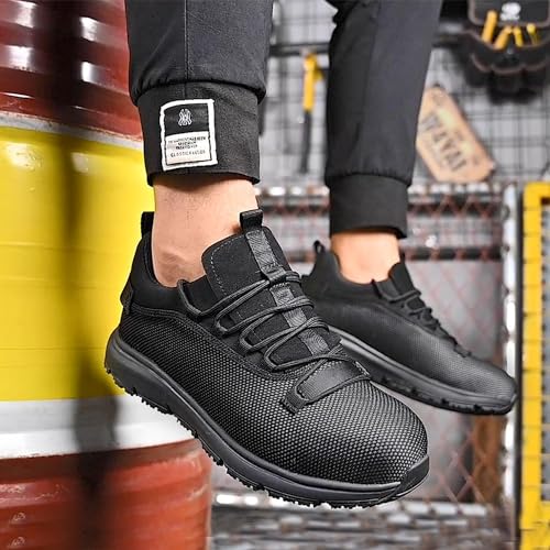 Ulogu Non Slip Steel Toe Work Shoes for Men Women Waterproof Lightweight Safety Roofing Construction Zapatos antideslizantes de Trabajo para Mujer seguridad Acero Black - Image 3