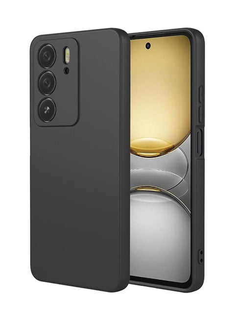 Case for Realme C75 Liquid Gel Rubber Bumper Case with Soft Microfiber Lining Cushion Slim Hard Shell Shockproof Protective Cover for Realme C75 2024 (Black)