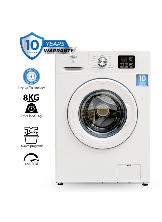 Frego 8 Kg Fully Automatic Front Load Washing Machine | LCD Display | 16 Wash Programs | 10 Yr Warranty on Inverter Motor - Image 4