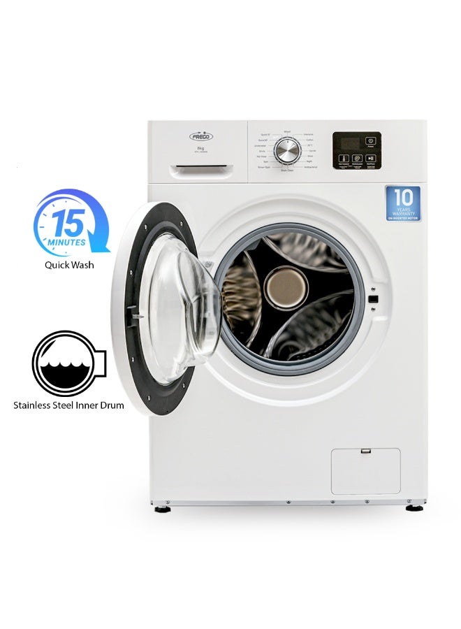 Frego 8 Kg Fully Automatic Front Load Washing Machine | LCD Display | 16 Wash Programs | 10 Yr Warranty on Inverter Motor - Image 3