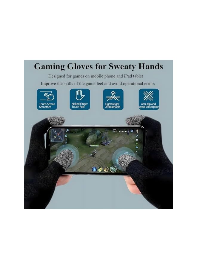 Green Tiger E-Sports Gaming Gloves, Black Anti-Sweat Finger Gloves with Nano-Silver Fiber, Breathable Gaming Gloves for Mobile Gamers and Professional E-Sports Players - Image 2