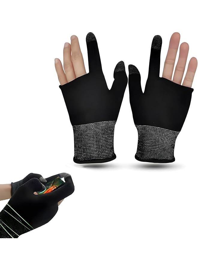 Green Tiger E-Sports Gaming Gloves, Black Anti-Sweat Finger Gloves with Nano-Silver Fiber, Breathable Gaming Gloves for Mobile Gamers and Professional E-Sports Players - Image 1