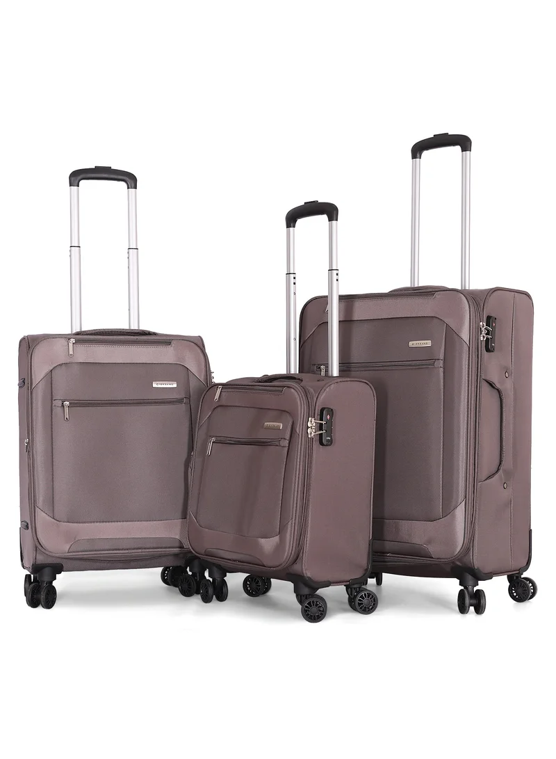 جيوردانو مجموعة حقائب جيوردانو بعجلات 3 قطع، حقيبة ناعمة، كاكي