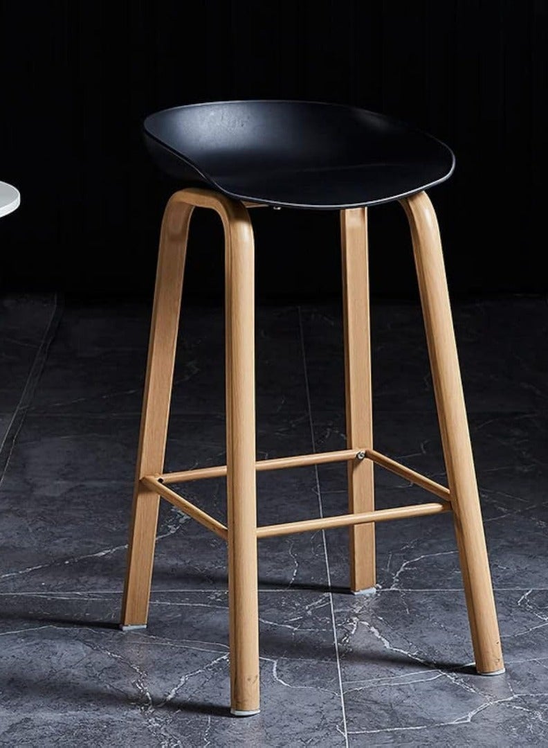 Wooden Twist Bar Stool With Bamboo Seat Stylish And Eco-Friendly Cafe, Studio, And Home Bar Stool  - Image 1