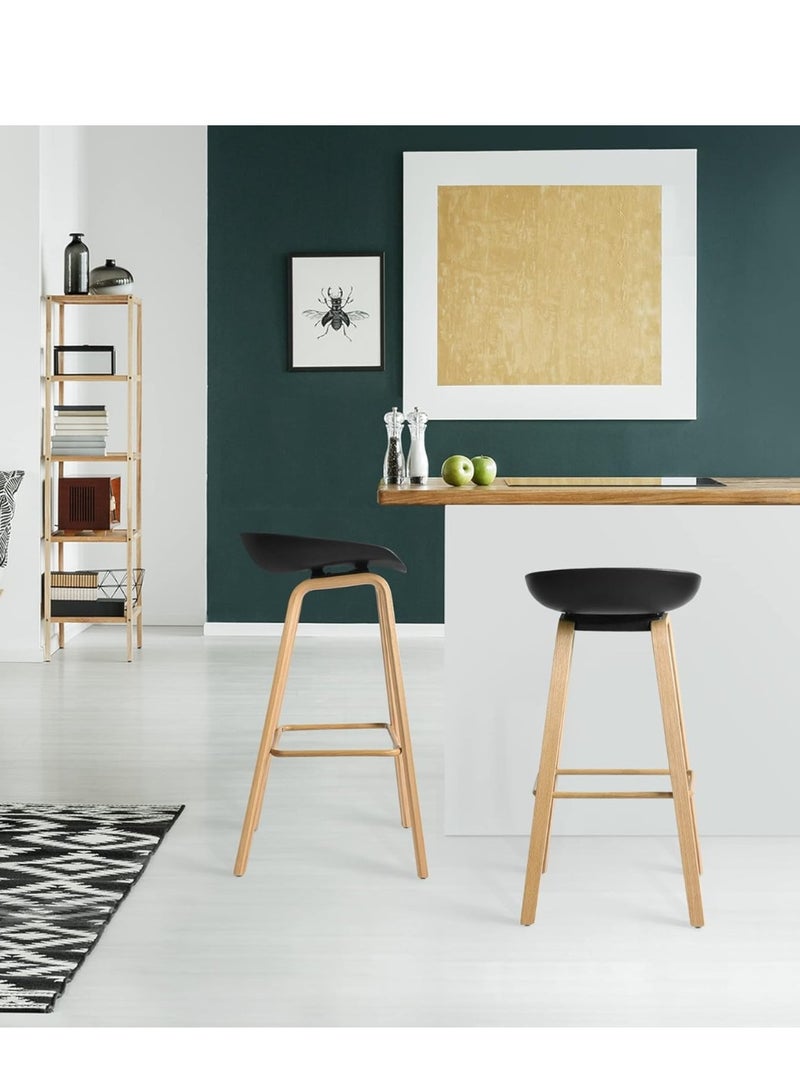 Wooden Twist Bar Stool With Bamboo Seat Stylish And Eco-Friendly Cafe, Studio, And Home Bar Stool  - Image 3