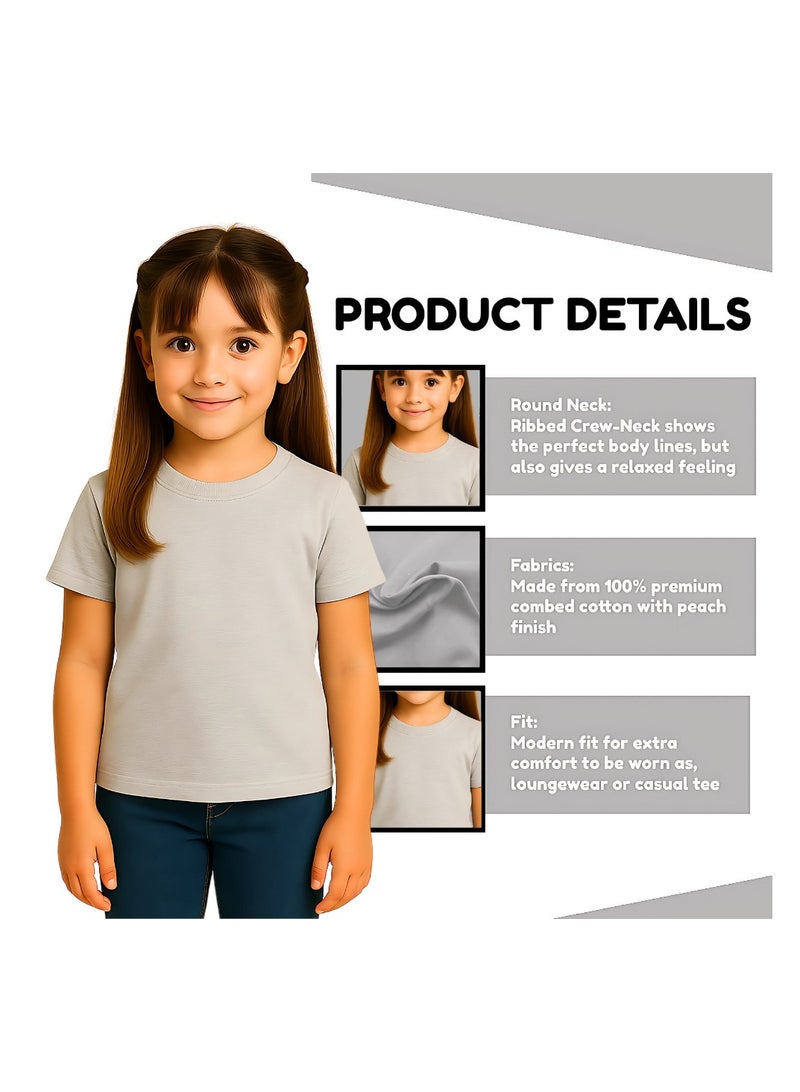 برينت شوب فور مي تي شيرت Printshop4me للأطفال برقبة دائرية للفتيات 170 جرامًا في المتر المربع من القطن الخالص الألوان الأساسية - Image 3