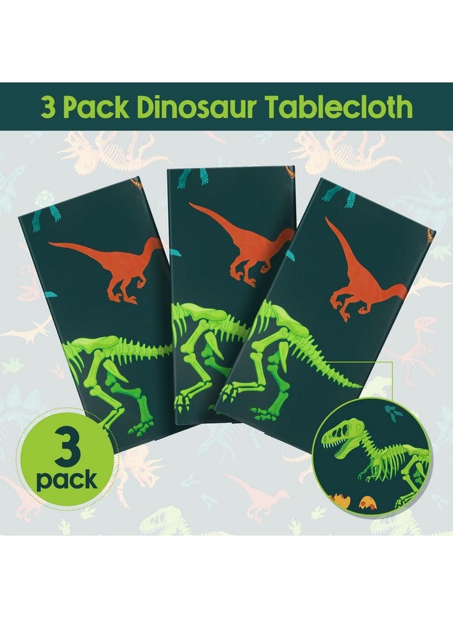 Tudomro 3 Pieces Dinosaur Plastic Party Tablecloth Dinosaur Birthday Table Cover Decorations Disposable Dinosaur Table Cover For Kids Boy Birthday Classroom Party Supplies 54 X 108 Inch - Image 4