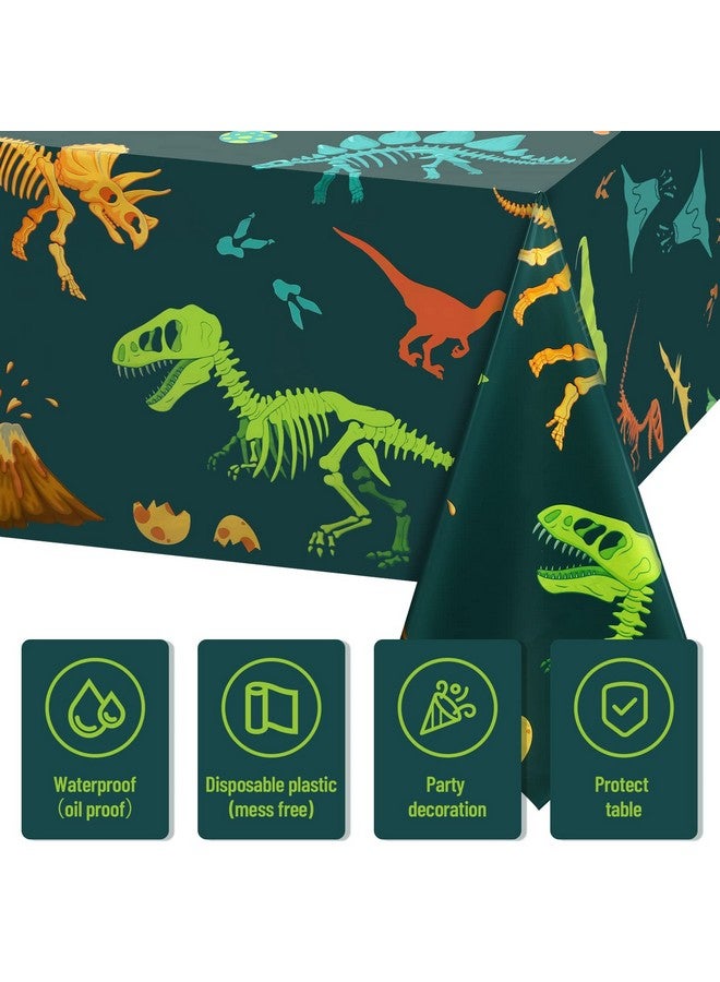 Tudomro 3 Pieces Dinosaur Plastic Party Tablecloth Dinosaur Birthday Table Cover Decorations Disposable Dinosaur Table Cover For Kids Boy Birthday Classroom Party Supplies 54 X 108 Inch - Image 5