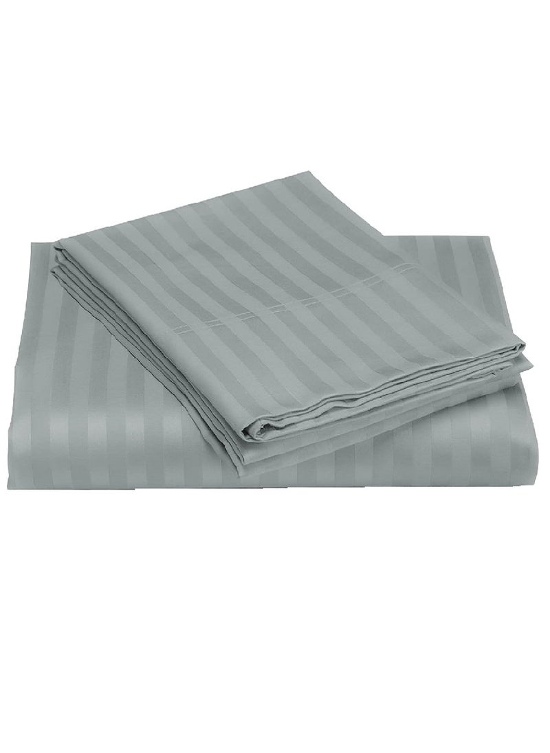 Blueberry Double Size Stripe Bed Sheet Set 100% Cotton Premium Quality 150x200+20cm - Image 1