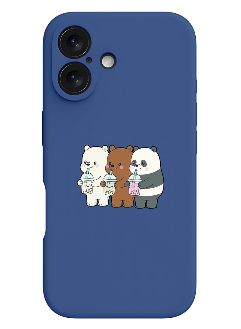 Theodor Protective Slim Fit Case Liquid Silicone Cover with Full Body Protection Anti-Scratch Shockproof Case For Apple iPhone 17 (Blue) 3 Panda Drinking - Image 1