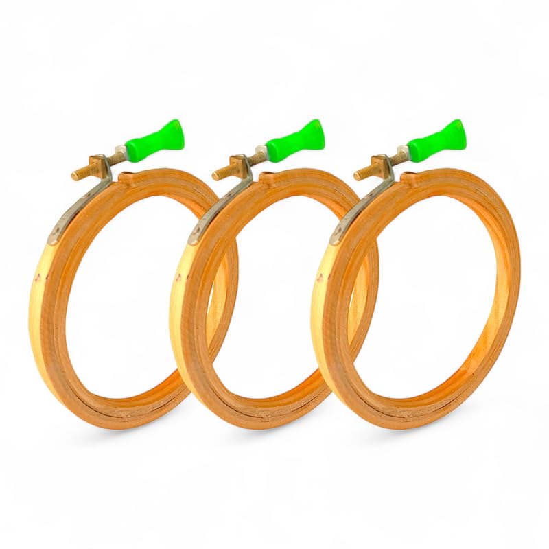 ADW CRAFT'S 9 INCH Embroidery Wooden Hoop(3 PLY, Pack of 3),Wooden Hoop Ring for Embroidery Kit,Wooden Embroidery Hoop Ring Frame,Wooden Frames for Craft Hoop Frame,Mini Wooden Hoop,Hand Embroidery Frame Wooden  - Image 1