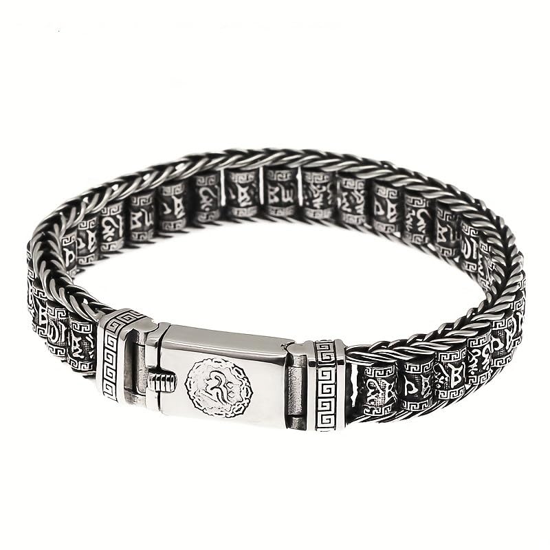 Glowave 925 Sterling Silver Feng Shui Bracelet, Fortune Protection Bangle, Simple Lucky Creative Fengshui Decor for Wealth and Happiness Amulet Bracelet for Men Women(7.87in) - Image 1