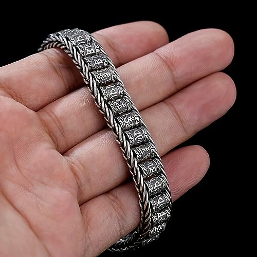Glowave 925 Sterling Silver Feng Shui Bracelet, Fortune Protection Bangle, Simple Lucky Creative Fengshui Decor for Wealth and Happiness Amulet Bracelet for Men Women(7.87in) - Image 5