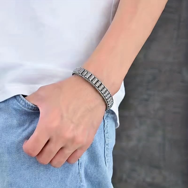 Glowave 925 Sterling Silver Feng Shui Bracelet, Fortune Protection Bangle, Simple Lucky Creative Fengshui Decor for Wealth and Happiness Amulet Bracelet for Men Women(7.87in) - Image 3