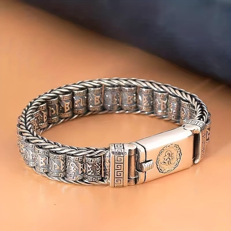 Glowave 925 Sterling Silver Feng Shui Bracelet, Fortune Protection Bangle, Simple Lucky Creative Fengshui Decor for Wealth and Happiness Amulet Bracelet for Men Women(7.87in) - Image 2