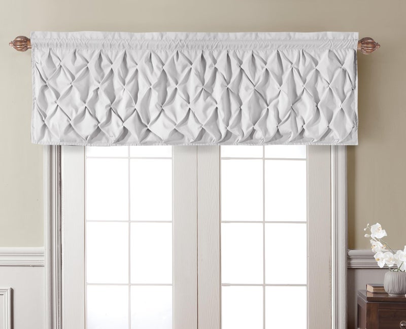 VCNY Home Valance Window Treatment with Rod Pocket Modern Home Decor Carmen White 60 x 20