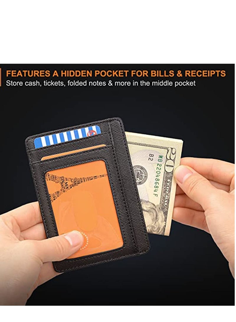 SYOSI Slim Wallet with Money Clip Blocking Bifold Credit Card Holder with Gift Box Minimalist Front Pocket Leather Wallets Gift-Boxed - Image 2