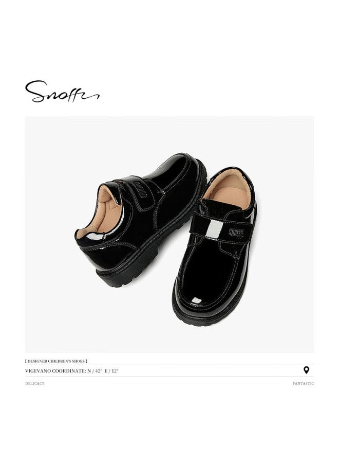 Snoffy Sinafei Boys' Student Leather Shoes, School Performance Shoes, Children's Black Leather Shoes, Suit Shoes For Young Hosts, Formal Shoes, Glossy Black, Size 38 - Image 3