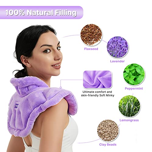 MORLIDEN Neck Heating Pad Microwavable for Shoulders Warmer Wrap Microwave Heating Pad for Neck and Shoulders for Pain Relief Purple - Image 5