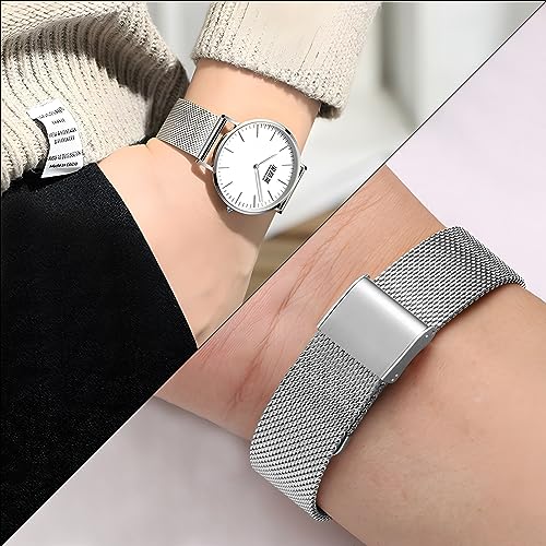 TStrap Mesh Watch Band Metal - Silver Quick Release Watch Bands for Men Women - Stainless Steel Smart Watches Strap Bracelet Replacement - 18mm 20mm 22mm - Image 5