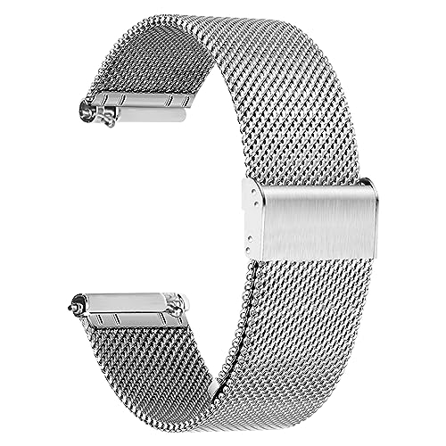 TStrap Mesh Watch Band Metal - Silver Quick Release Watch Bands for Men Women - Stainless Steel Smart Watches Strap Bracelet Replacement - 18mm 20mm 22mm - Image 1