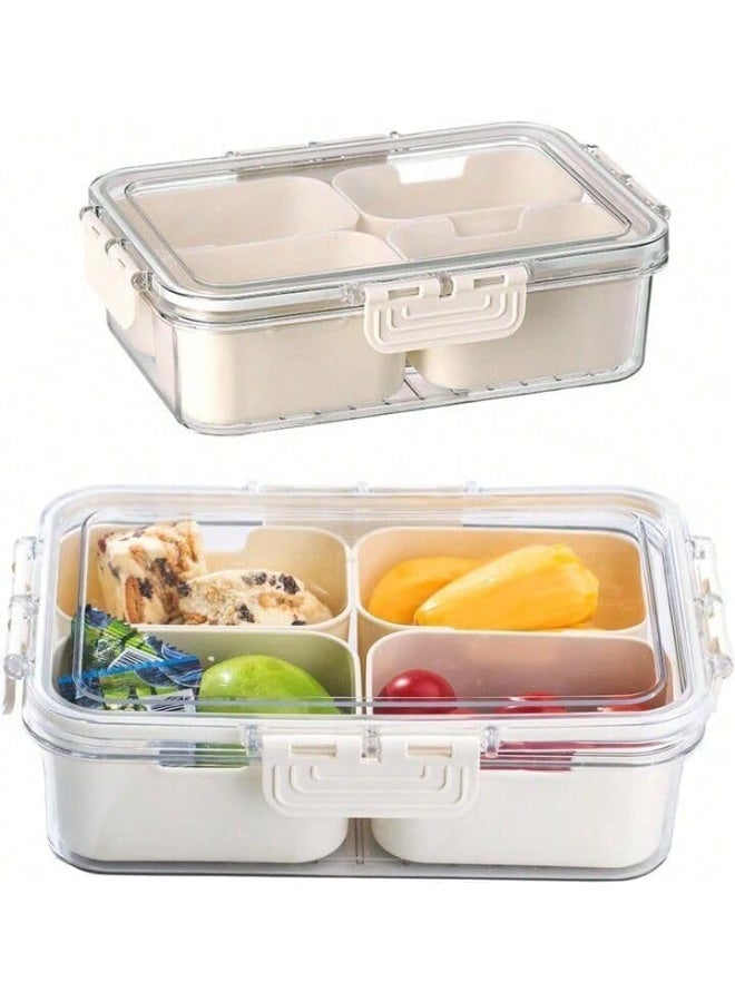 Luxoraq Portable Storage Containers for Fridge with Lid and Handle, 4 Removable Food Box Container with strainers, Fresh Produce Saver for Fruit, Vegetable, Refrigerator, Kitchen, Home, Picnic - Image 1
