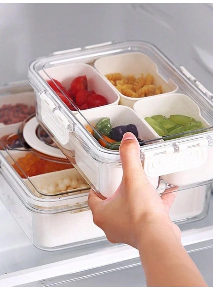 Luxoraq Portable Storage Containers for Fridge with Lid and Handle, 4 Removable Food Box Container with strainers, Fresh Produce Saver for Fruit, Vegetable, Refrigerator, Kitchen, Home, Picnic - Image 4