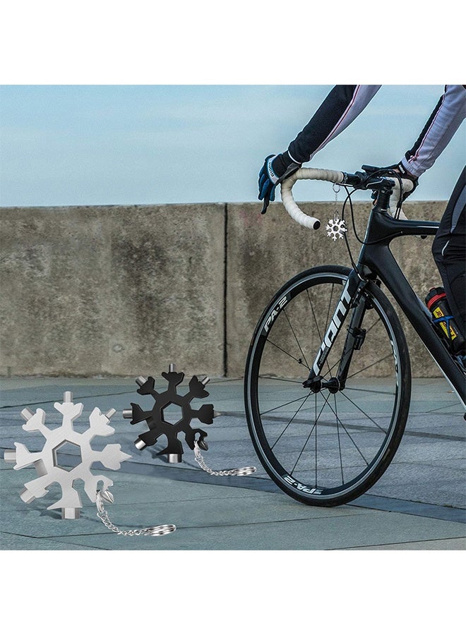 18-in-1 Snowflake Multi Tool,Function Stainless Steel Bottle Opener/Wrench, Flat Cross Screwdriver Kit Snowflake, Outdoor Durable and Portable，Great Gift for Mens (silvery+black) - Image 3