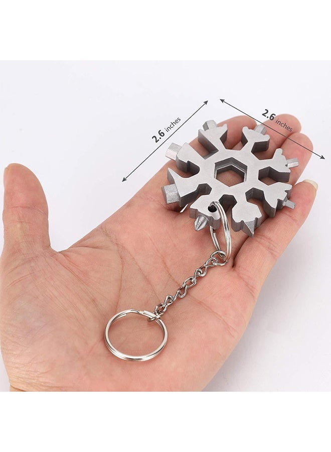18-in-1 Snowflake Multi Tool,Function Stainless Steel Bottle Opener/Wrench, Flat Cross Screwdriver Kit Snowflake, Outdoor Durable and Portable，Great Gift for Mens (silvery+black) - Image 5