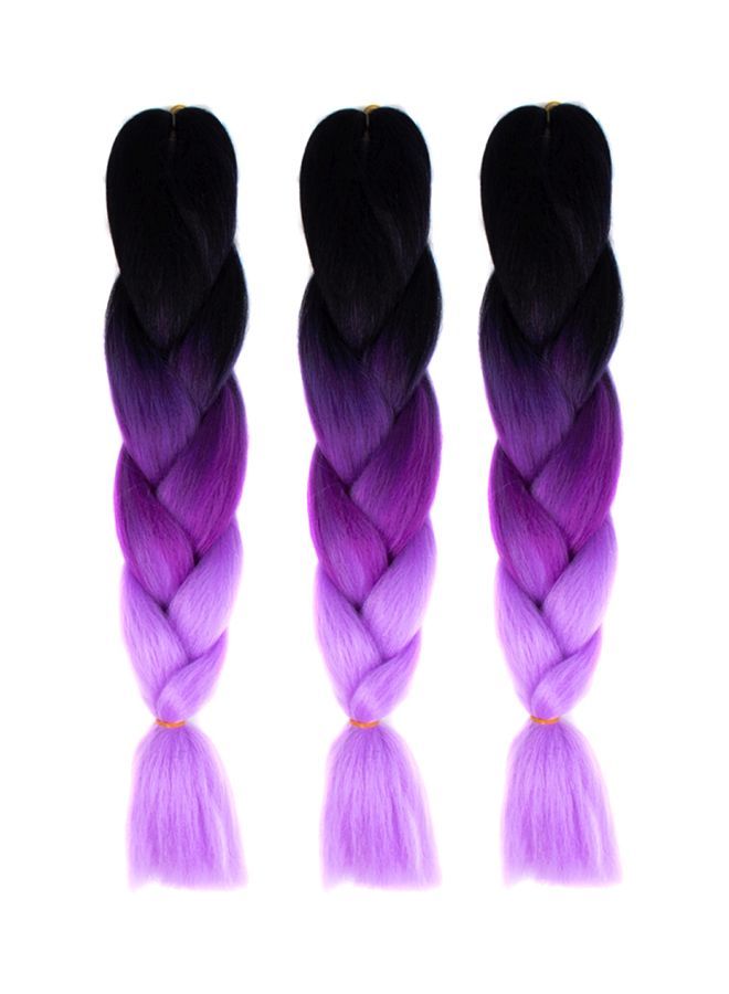 NIBEMINENT 3-Piece Braided Long Hair Extension Bundles Purple/Black 24inch