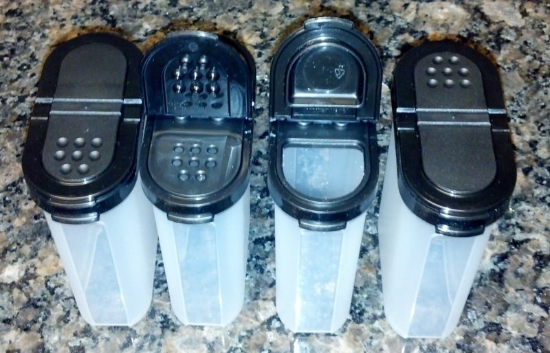 Tupperware Large Spice Shaker Set of Four. Black Seals - Image 3