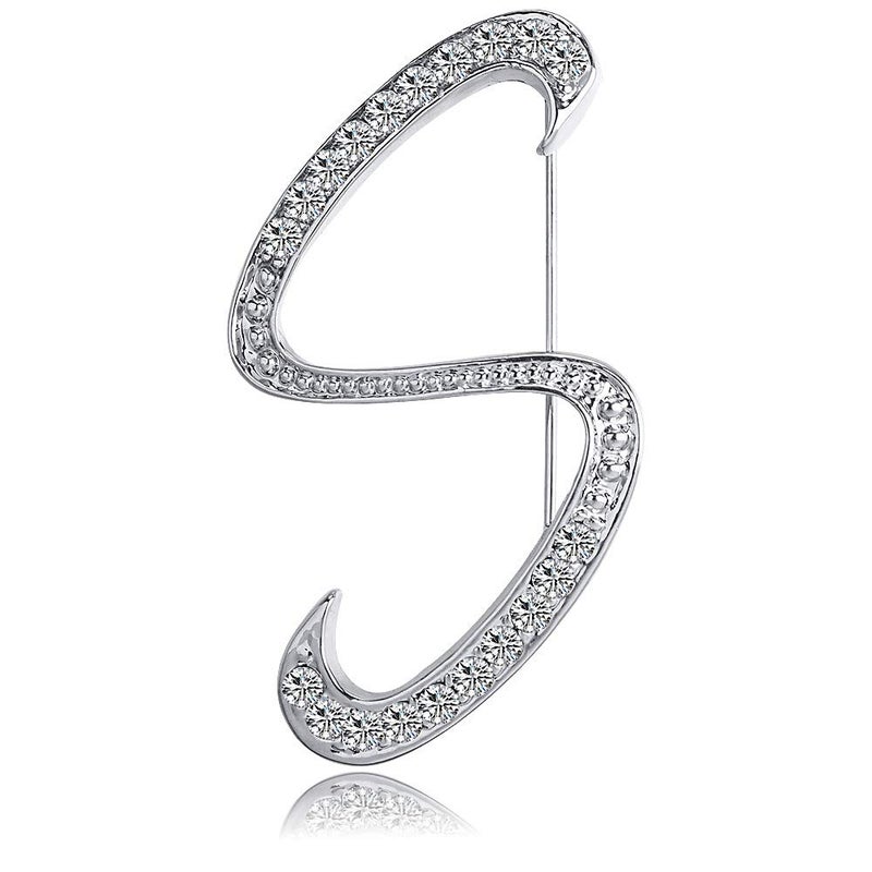ETHOON Letter Brooch Pins Initial Rhinestone Brooch for Women Crafts Silvery S - Image 1