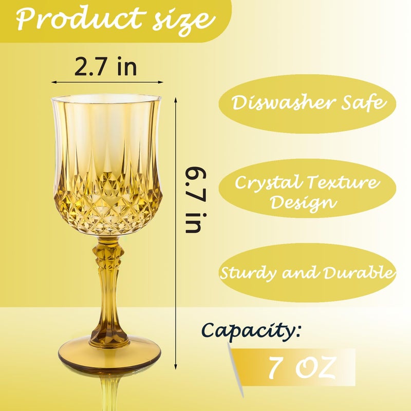 LEYIQU Plastic Wine Glasses, Plastic Goblets Vintage Style Cordial Unbreakable Drinking Glasses, Reusable Drinkware for Wedding Reception, Grand Event Party Supplies, Easter (24, Gold) - Image 2