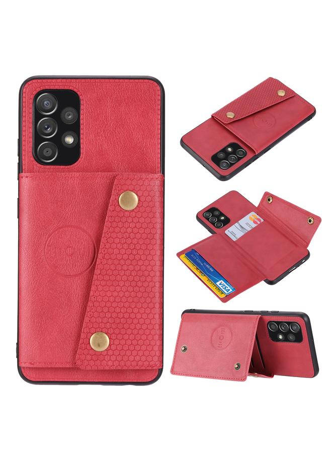 S-TOP Case For Samsung Galaxy A32 4G Double Buckle PU + TPU Shockproof Magnetic Protective Case with Card Slot & Holder - Image 1