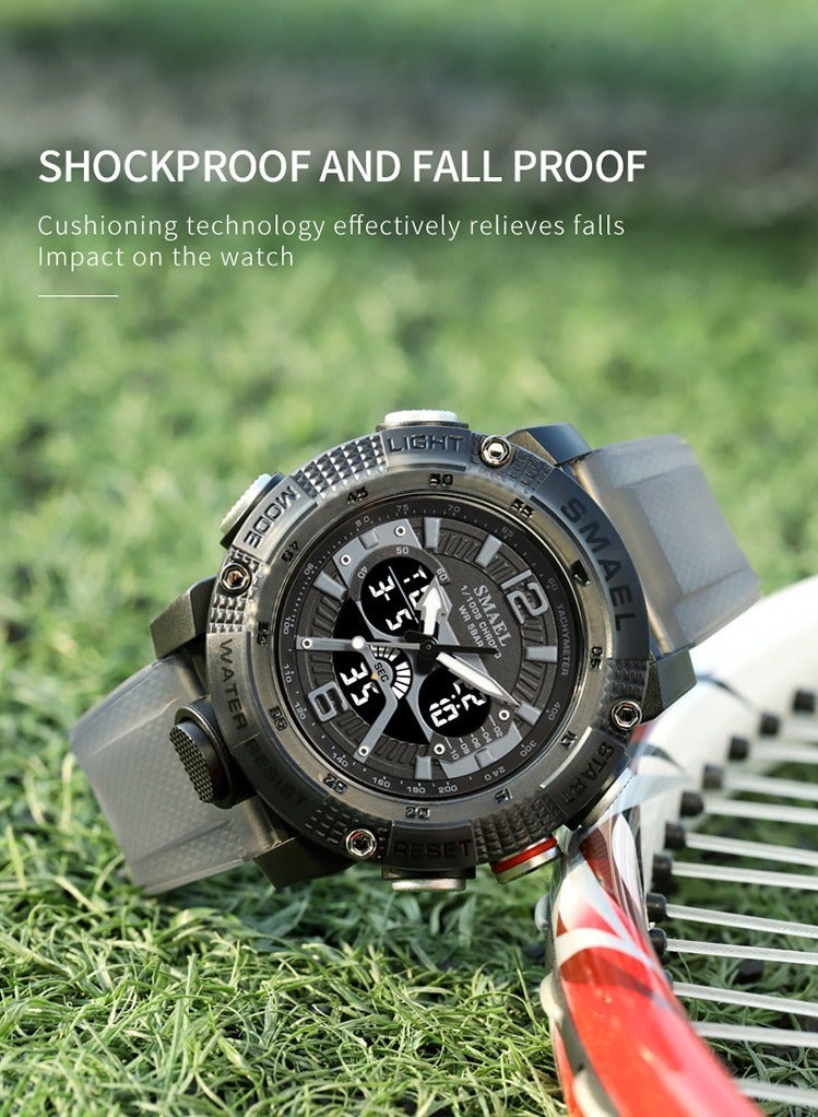 SMAEL Sports Watch, Dual Time Display Fashion Wristwatch, Waterproof Digital LED Display Quartz Watch, Comfortable And Durable Casual Watch With Stopwatch And Alarm, (1pc, Black White) - Image 2