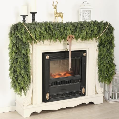 GLIDLION 9FT Real Touch Christmas Cedar Garland - 1PCS, Artificial Pine Needles Garlands Realistic Fake Green Faux Garland for Holiday Fireplace,Table,Window,Stairs,Mante,Indoor Outdoor Decor - Image 2