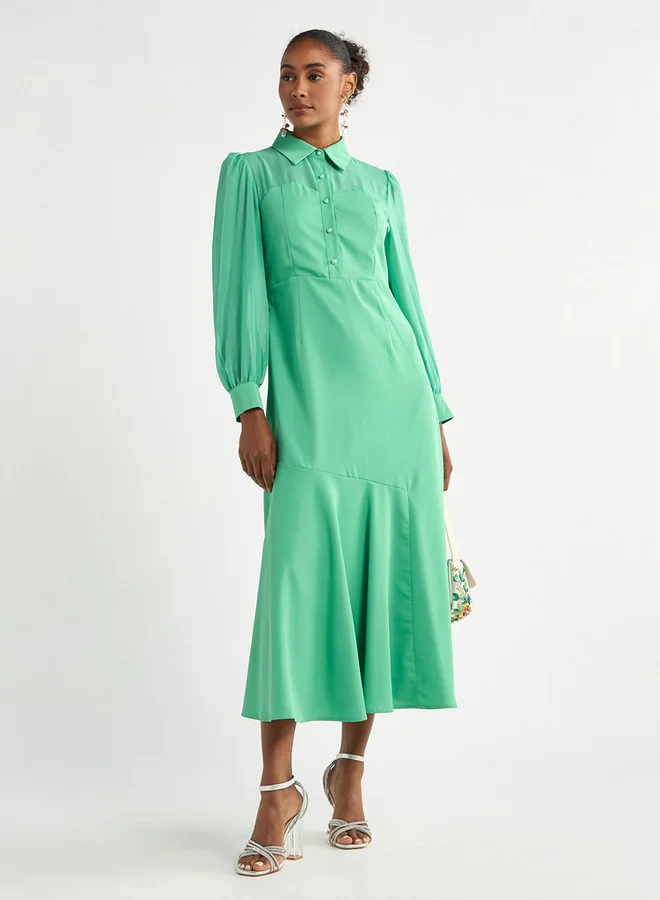 Splash FAV Green Satin Dress