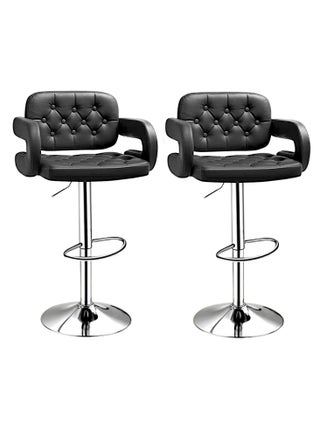 SBF Set of 2 Height Adjustable Bar Stools | PU Leather Swivel Stools with Armrests, Backrest, and Footrest | Hydraulic Chrome Base for Kitchen & Dining, Black - pzsku/Z5E47709E4297E618FDDAZ/45/_/1732659264/95d371c8-08fb-43b1-b242-ef98c39418c8
