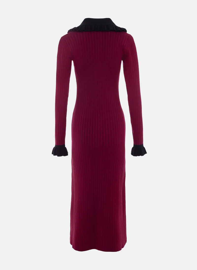 Lichi Jersey midi dress with contrast collar and cuffs