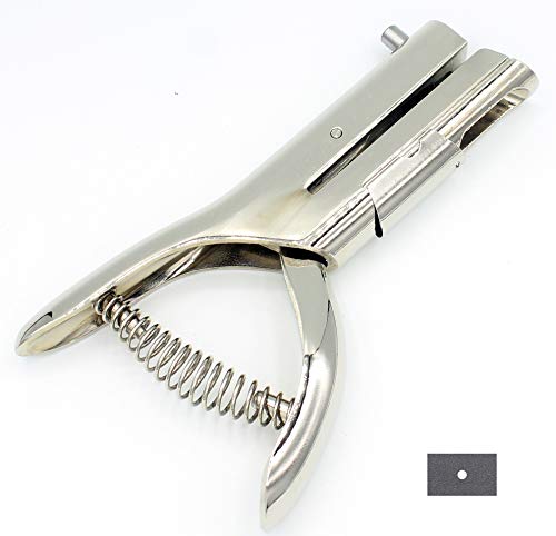 Kucaa 2-inch Reach 1/8 inch 3mm Deep Throat Heavy Duty Hand Held Single Hole Punch for PVC Cards ID Cards Badge Photos - Image 1