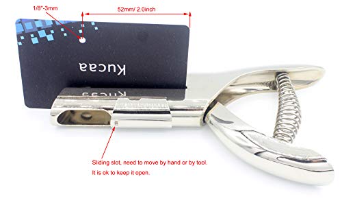 Kucaa 2-inch Reach 1/8 inch 3mm Deep Throat Heavy Duty Hand Held Single Hole Punch for PVC Cards ID Cards Badge Photos - Image 2