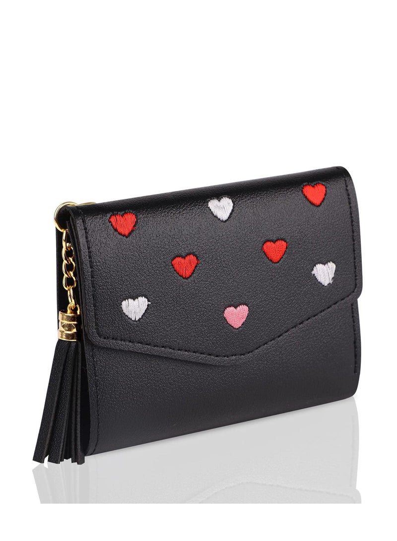 SYOSI Purses for Women, Soft Pu Leather Ladies Purses, Womens Purse with 5 Card Slots and Roomy Compartments, Small Wallet for Women, Girls Purses for Teenagers Black  - Image 1