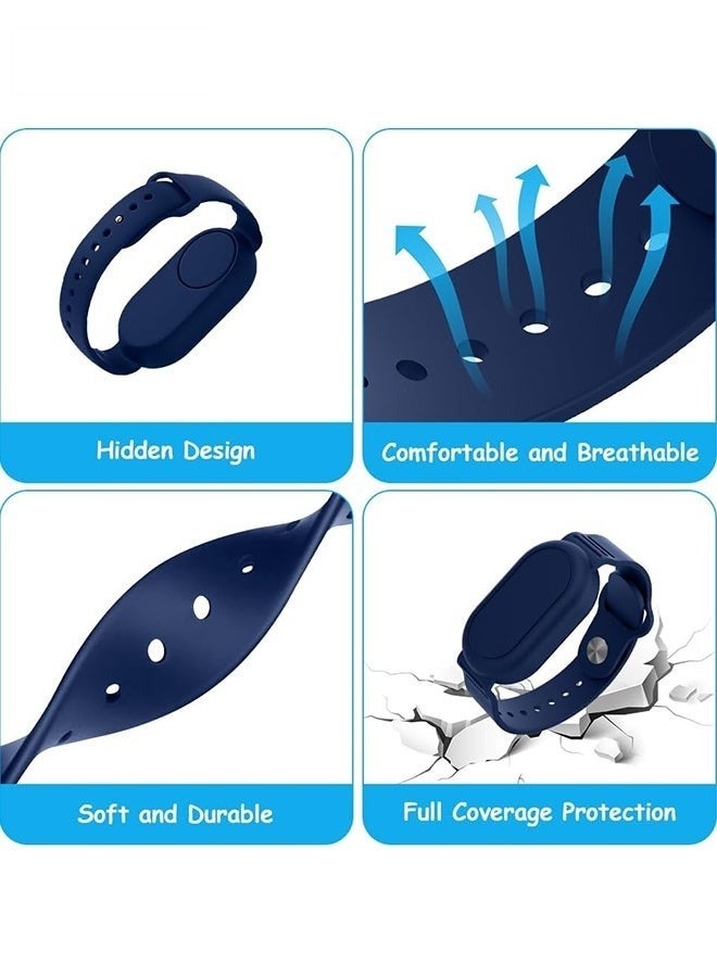 With Silicone Bracelet for Samsung Galaxy Smart Tag 2 - Silicon Protective Case - Adjustable Anti-Lost Watch Band for Toddler Child Protective Case for Backpack, Kids, Elders, Luggage, Pets - Dark Blue - Image 4