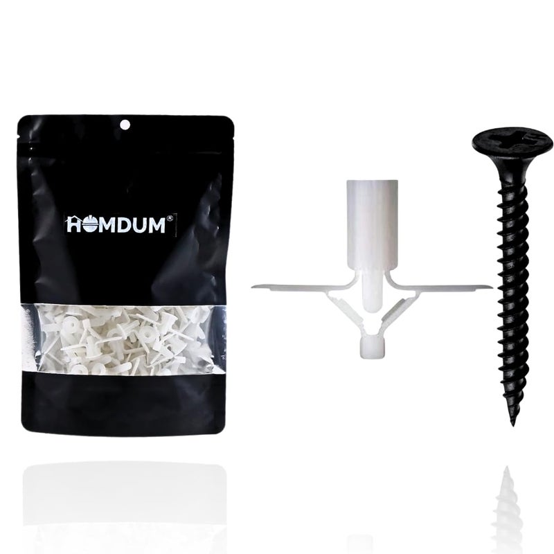 Homdum دبوس جاف قابل للتبديل - قابس نايلون على شكل فراشة مقاس 10 × 35 مم 100 قطعة مع براغي جافة 100 قطعة إجمالي العناصر 200 قطعة. - Image 1